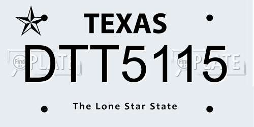 DTT5115 Texas License Plate