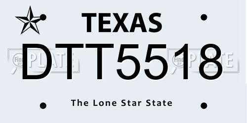 DTT5518 Texas License Plate