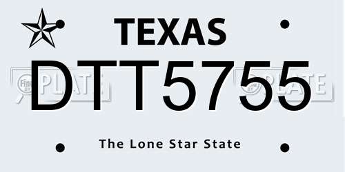 DTT5755 Texas License Plate
