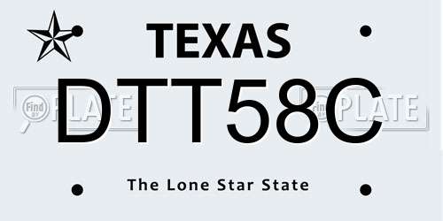 DTT58C Texas License Plate
