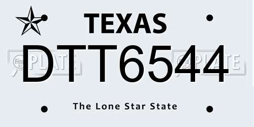 DTT6544 Texas License Plate