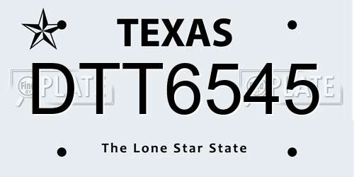 DTT6545 Texas License Plate