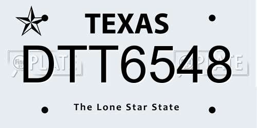 DTT6548 Texas License Plate
