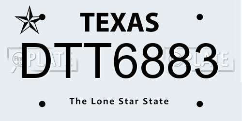 DTT6883 Texas License Plate