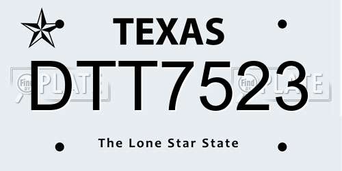 DTT7523 Texas License Plate