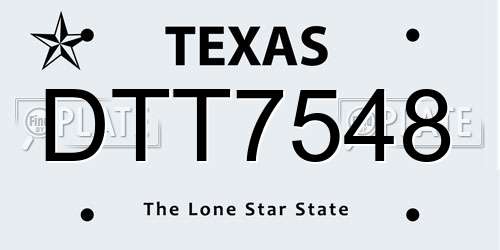 DTT7548 Texas License Plate