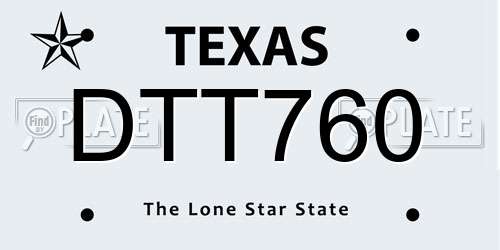 DTT760 Texas License Plate