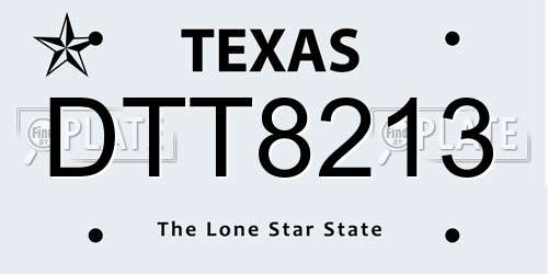 DTT8213 Texas License Plate