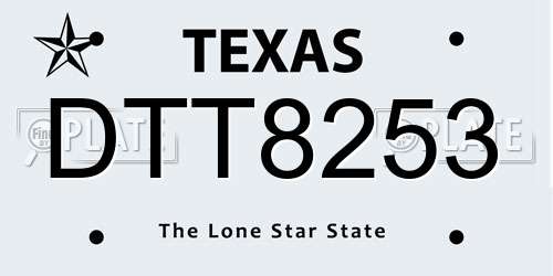 DTT8253 Texas License Plate