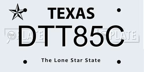DTT85C Texas License Plate