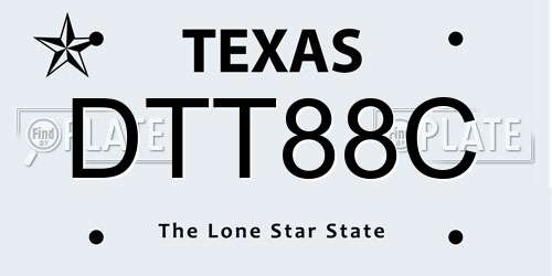 DTT88C Texas License Plate
