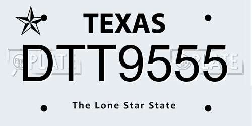 DTT9555 Texas License Plate
