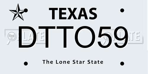 DTTO59 Texas License Plate