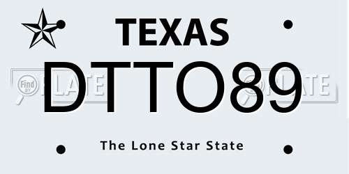 DTTO89 Texas License Plate