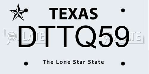 DTTQ59 Texas License Plate