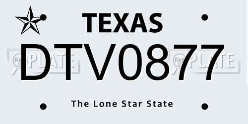 DTV0877 Texas License Plate
