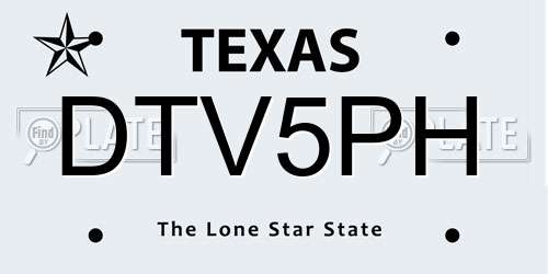 DTV5PH Texas License Plate