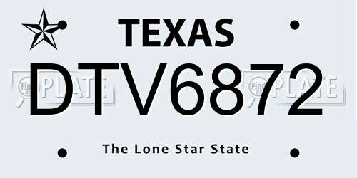 DTV6872 Texas License Plate