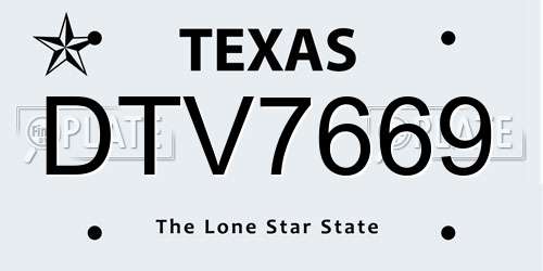 DTV7669 Texas License Plate