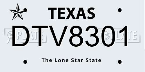 DTV8301 Texas License Plate