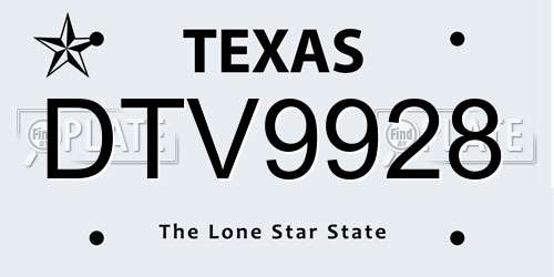 DTV9928 Texas License Plate