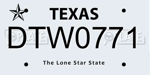 DTW0771 Texas License Plate