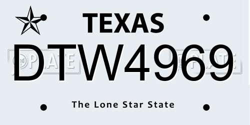 DTW4969 Texas License Plate