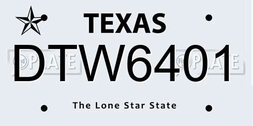 DTW6401 Texas License Plate