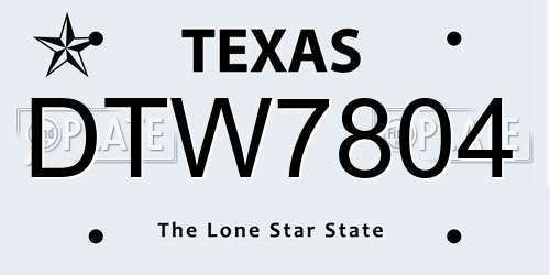 DTW7804 Texas License Plate