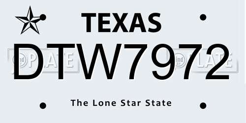 DTW7972 Texas License Plate