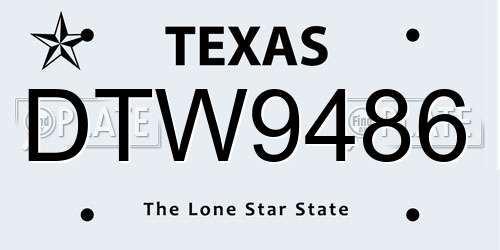 DTW9486 Texas License Plate