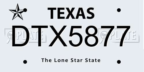 DTX5877 Texas License Plate
