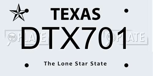 DTX701 Texas License Plate