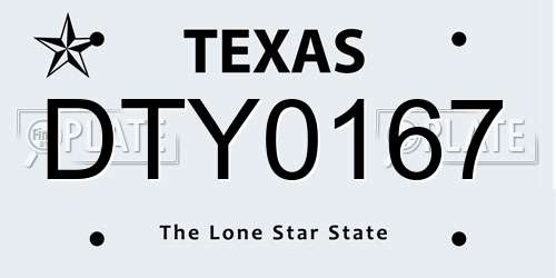 DTY0167 Texas License Plate