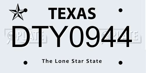 DTY0944 Texas License Plate