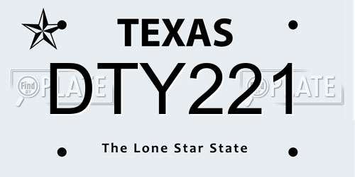DTY221 Texas License Plate