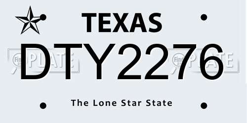 DTY2276 Texas License Plate