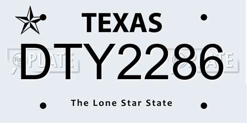 DTY2286 Texas License Plate