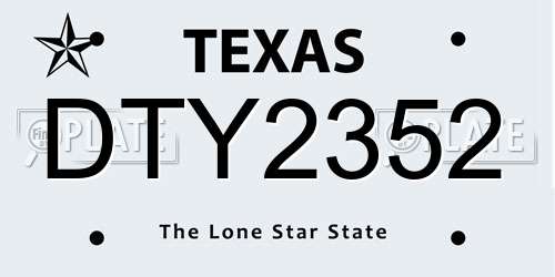 DTY2352 Texas License Plate