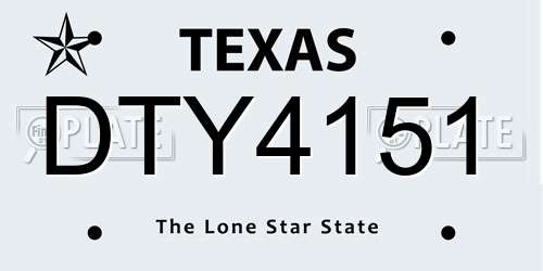DTY4151 Texas License Plate