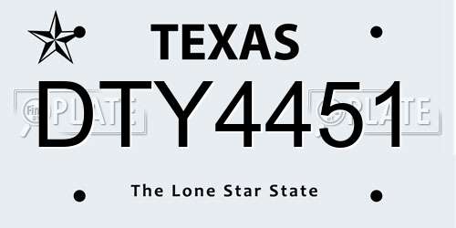 DTY4451 Texas License Plate