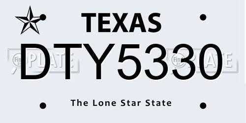 DTY5330 Texas License Plate