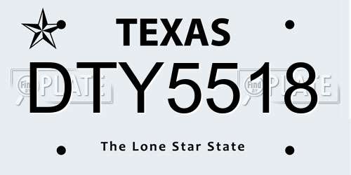 DTY5518 Texas License Plate