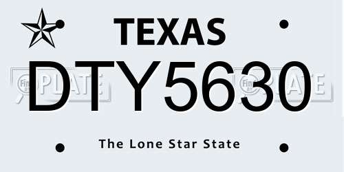 DTY5630 Texas License Plate