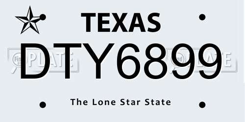 DTY6899 Texas License Plate