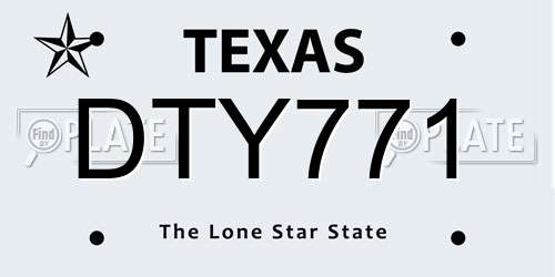 DTY771 Texas License Plate