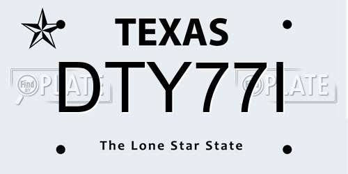 DTY77I Texas License Plate