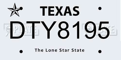 DTY8195 Texas License Plate