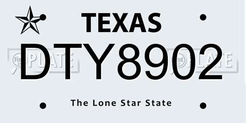 DTY8902 Texas License Plate