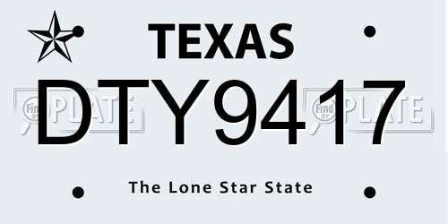 DTY9417 Texas License Plate